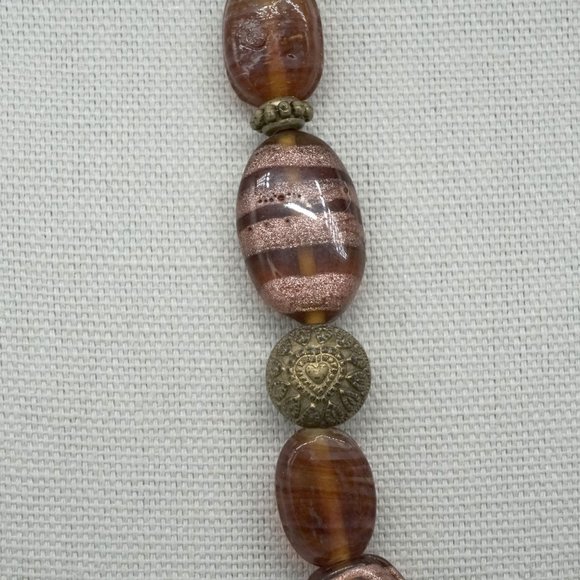 Necklace with Lamp Works Custom Painted Beads. Lobster Clasp. - Picture 3 of 4